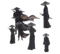 DECORNIJIA 6 Piezas Miniaturas de Guerreros Asiáticos Decorativos Figuras de Samuráis y Espadachines Chinos para Escritorio Coche Oficina Adornos Navideños