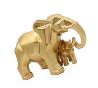 DECORNIJIA Adorno de Resina Geométrico Elefante Madre E Hijo Dorado, Figura Decorativa para Hogar y Oficina, Escultura de Escritorio Artística y Obsequio Único, Decoración Elegante y