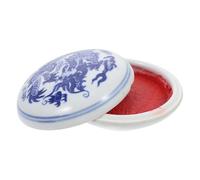 DECORNIJIA Almohadilla de Tinta Roja para Caligrafía y Sellos, Pasta de Tinta Cerámica, Diámetro 9 Cm, Color Rojo Brillante, Adecuado para Pintura, Scrapbooking y Manualidades