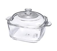 DECORNIJIA Bol de Vidrio Templado con Tapa y Asas Dobles Recipiente Grueso para Microondas para Sopa Ensalada y Fruta para Horno y Almacenamiento Doméstico