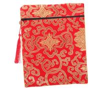 DECORNIJIA Bolsa Para Escrituras y Libros Budistas 20x25 Cm Tela De Brocado Roja Estampado Floral Almacenamiento Versátil Para Documentos Textos Religiosos Uso Personal y Ceremonia