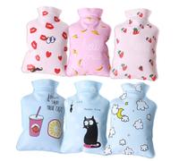 DECORNIJIA Bolsas de Agua Caliente Mini 6 Piezas Decorativas Pvc, Calentadores de Manos Compactos Reutilizables para Invierno, Terapia Térmica, Hogar y Oficina, Diseño Colorido para Todas las Edades