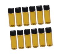 DECORNIJIA Botellas de Vidrio Pequeñas de Rosca Marrones 12 Unidades 5 Ml para Aceites Esenciales Viaje Portátiles Transparentes para Perfumes y Muestras