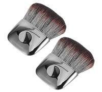 DECORNIJIA Brochas de Maquillaje para Polvos y Colorete, 2 Piezas Pequeñas Cerdas Hipoalergénicas y Mango Metálico Gris Oscuro, para Maquillaje en Polvo Suelto y Líquido en Desplazamientos