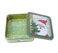 DECORNIJIA Caja De Dulces De Hojalata Cuadrada Transparente Para Navidad, Decorativa Motivos Navideños, Paquete Para Fiesta Familiar, Adecuado Para Guardar Galletas y Dulces Surtidos Temporada Festiva