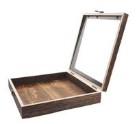 DECORNIJIA Caja de Madera Natural con Tapa Abatible para Exhibir Insectos y Flores Secas Vitrina Decorativa Pequeña de 25X25X45 CM Almacenamiento Versátil para Recuerdos y Colecciones