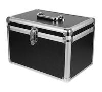DECORNIJIA Caja de Maquillaje Metálica Grande Negra con Cierre de Seguridad, Estuche Rígido para Almacenamiento de Maquillaje y Organizador de Belleza para Viaje y Uso en Jardín