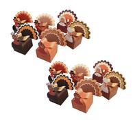 DECORNIJIA Cajas para Dulces de Papel Diseño de Pavo para Día de Acción de Gracias 12 Unidades Base Cuadrada Multicolor Ideales para Fiestas Eventos Escolares y Reuniones Familiares