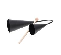 DECORNIJIA Campana Agogo de Percusión Latina Doble Grande 26x6,5x4 Cm Color Negro con Palo de Madera Instrumento Musical para Educación y Ritmo Tradicional