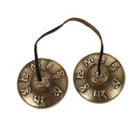 DECORNIJIA Campana de Cobre Hecha Mano para Instrumento de Percusión Budista Platillos Pequeños con Diseño Sencillo para Yoga y Prácticas de Atención Plena