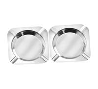 DECORNIJIA Cenicero De Acero Inoxidable para Cigarrillos y, Tamaño Compacto, Color Clásico Plateado, 3 Ranuras, Resistente y Portátil, Adecuado para Hogar, Oficina y Coche, Pack De 2 Unidades