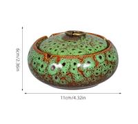 DECORNIJIA Cenicero de Cerámica Artesanal con Tapa a Prueba de Viento 2 Piezas Color Verde Esmaltado Diseño Europeo para Uso Interiores Decoración para Hogar Oficina y Escritorio