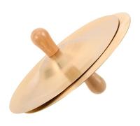 DECORNIJIA Címbalos de Latón de Mano para 15 CM con Asa de Madera Platillos de Percusión para Danza del Vientre Instrumento Musical Portátil para Fiestas y Práctica Rítmica Infantil