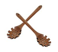 DECORNIJIA Cuchara para Servir Espaguetis de Madera con Dientes Mango Largo Anti-Quemaduras 325 CM Colador de Pasta para Cocina Set de 2 Unidades Utensilios para Servir y Cocinar Fideos