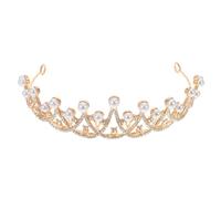 DECORNIJIA de Novia con Perlas Falsas y Cristales Brillantes Barroca Ligera y Cómoda para Bodas Fiestas y Cumpleaños Tiara Princesa Dorada Vintage
