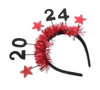 DECORNIJIA Diadema de Tela Año Banda para Pelo Roja con Diseño de Estrellas Accesorio Festivo Cómodo para Adultos Fiestas y Celebraciones