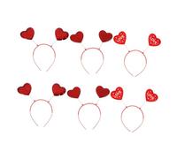 DECORNIJIA Diadema Femenina en Forma de Corazón Roja Lentejuelas, Pack de 6 Piezas para San Valentín y Fiestas, Tocado Delicado para Mujer, Decoración de Cabeza para Adultos, Accesorio