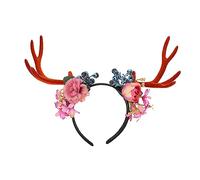 DECORNIJIA Diadema Navideña con Cuernos de Exagerados Accesorio de Fiesta Elástico y Flexible para Mujeres y Niñas Decoración de Cabello para Navidad