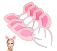 DECORNIJIA Diadema Orejas de Cerdito de Felpa Rosa 4 Unidades Tamaño Ajustable para Niños Accesorios de Disfraz Fiesta Halloween Navidad