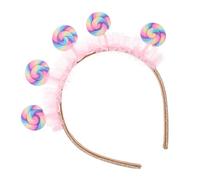 DECORNIJIA Diadema para Fiesta Infantil en Forma de Piruleta Rosa, Diadema de Plástico Tamaño Único para Niñas, Accesorio de Dibujos Animados Adecuado para Cumpleaños y Carnavales