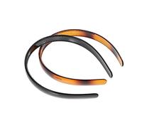 DECORNIJIA Diadema Sencilla Dientes Cabello 2 Unidades Ancho Amplio Antideslizante Para Mujer Uso Diario y Lavado Facial Colores Negro Brillante y Carey