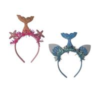DECORNIJIA Diademas Diseño de Sirena 2 Piezas Rosa y Azul, Accesorio Cabello Ligero, Tocado para Niñas, Adecuado para Fiestas y Disfraces, Estrella de Mar y Concha Marina Decorativas