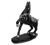DECORNIJIA Escultura de Caballo de Resina Grande Negra, Adorno Decorativo Feng Shui para Escritorio de Oficina, Estatua de Caballo del Zodíaco para Suerte y Prosperidad Hogar