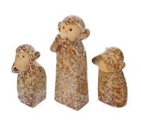 DECORNIJIA Estatua de Mono de Cerámica 3 Piezas sin Hablar, Ver ni Oír, Figura Decorativa para Oficina y Hogar, Adorno de Escritorio Elegante para Sala y Obsequio Especial