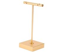 DECORNIJIA Expositor de Pendientes Aluminio Dorado T Shaped Soporte Vertical para Joyería Organizador Compacto para Aretes y Collares para Baño y Dormitorio Altura