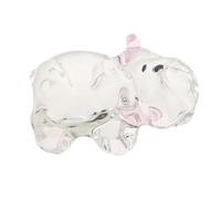 DECORNIJIA Figura de Hipopótamo de Cristal Transparente Rosa Pequeño, Mini Estatua Coleccionable de Cristal para Decoración de Escritorio, Sala de Estar y Repisa, Pisapapeles Decorativo