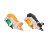 DECORNIJIA Figuras de Perros Miniatura de Plástico Corgi y Husky Adornos Creativos para Decoración de Hogar y Jardín Set de 2 Estatuillas Realistas para Repostería y Terrarios