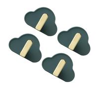 DECORNIJIA Ganchos Adhesivos en Forma de L para Colgar Bolsas y Sombreros, sin Perforación, Material Abs Resistente, Color Verde, Paquete de 4 Unidades, Ideales para Cocina y Baño, sin Dejar