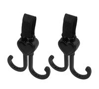 DECORNIJIA Ganchos Giratorios Dobles para Cochecito de Clips Aplicables Negros para Colgar Bolsas y Accesorios 2 Unidades Organizadores Prácticos para Paseos y Compras