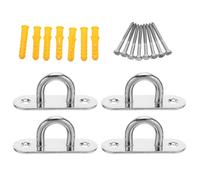 DECORNIJIA Ganchos para Hamaca M8 de Acero Inoxidable Placa Ovalada Kit de Fijación de 4 Piezas para Techo y Pared Anclajes Resistentes Corrosión para Jardín Patio y Uso Exterior