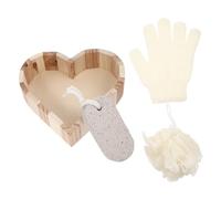 DECORNIJIA Herramientas de Cuidado Corporal con Esponja Exfoliante Piedra para Pies Ovalada y Manopla de Nailon Kit de Baño para Mujeres con Caja para Limpieza Profunda y Exfoliación