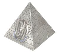 DECORNIJIA Joyero de Metal Forma de Pirámide Egipcia Vintage, Caja de Almacenamiento Plateada para Joyas y Llaves, Diseño Ahorrador de Espacio Adecuado para Decoración de Escritorio
