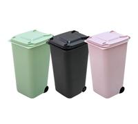 DECORNIJIA Juego de 3 Mini Cubos de Basura Tapa para Escritorio Organizador Pequeño de Basura Decorativo Portátil y Ligero Colores Negro Verde y Rosa Adecuado para Oficina y Hogar