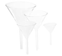 DECORNIJIA Juego de 4 Embudos de Vidrio Borosilicato para Laboratorio Tamaños 40-90 MM Embudo de Llenado y Filtración Científica Transparente Resistente Corrosión y Calor para
