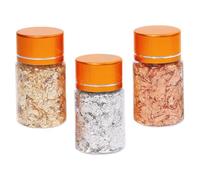 DECORNIJIA Kit Botellas Láminas Metálicas Doradas Para Manicura Escamas Foil Decorativas Para Uñas Accesorios Diy Arte Uñas Fácil De Usar Compacto y Ligero Adecuado Para Profesionales y Uso d