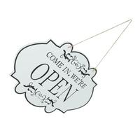 DECORNIJIA Letrero Colgante de Madera de Doble Cara Blanco para Puerta Letrero Comercial Abierto/Cerrado para Tiendas y Cafeterías Señal Decorativa para Negocio Interior y Exterior