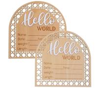 DECORNIJIA Letrero de Madera para Anunciar Nacimiento Ñiño, Cartel Hola Mundo 2 Piezas, Decoración Fotográfica para Recién Nacidos, Señal Nombre, Accesorio para Habitación Ñiño