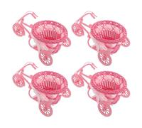 DECORNIJIA Macetero para Bicicleta de 4 Piezas, Cesta Tejida de Ratán Sintético en Color Rosa, Mini Jardinera Decorativa para Triciclo, Adecuado para Decoración de Fiestas y Arreglos