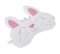 DECORNIJIA Máscara para Dormir de Peluche Forma de Conejo white con Adorno Niñas Banda Elástica Transpirable Adecuado para Viajes y Relajación Sombra de Ojos y Cómoda
