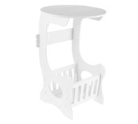 DECORNIJIA Mesa De Té Redonda De Madera Soporte De Almacenamiento, Mesa Auxiliar para Dormitorio y Sala De Entretenimiento, Diseño Compacto y Moderno