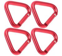 DECORNIJIA Mosquetones Triangulares de Escalada 4 Piezas Rojos Cierre de Resorte Gancho Resistente para Montañismo Hebilla Grande y Ligera para Senderismo y Camping