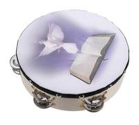 DECORNIJIA Pandereta De Madera Doble De Campanas De Percusión Instrumento Musical Portátil Para Adultos De Mano Panderetas Musicales y Cascabeles De Mango Para Clases De Música y Festi