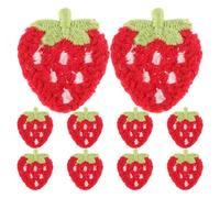 DECORNIJIA Parches Termoadhesivos de Fresa 10 Unidades Bordados de Tela Pequeños Fieltro Accesorios para Ropa Bolsos y Manualidades DIY Parches de Fruta Divertidos y Decorativos