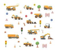 DECORNIJIA Pegatinas de Pared de Dibujos Animados para Habitación Infantil 40X60 CM Adhesivos de PVC Semáforo y Excavadora para Decoración Educativa y Creativa Fáciles de Quitar sin Dañar