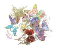 DECORNIJIA Pegatinas DIY para Diario y Scrapbooking Paquete de 60 Unidades PET Diseños de Mariposas y Flores Adhesivas Grandes y Decorativas Ideales para Manualidades y Álbumes