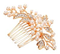 DECORNIJIA Peineta Lateral Cabello de Boda para Mujer, Peine de Perlas Gemas de Imitación en Aleación Dorada, Accesorio para Novia Adecuado para Fiesta y Eventos, 1 Pieza